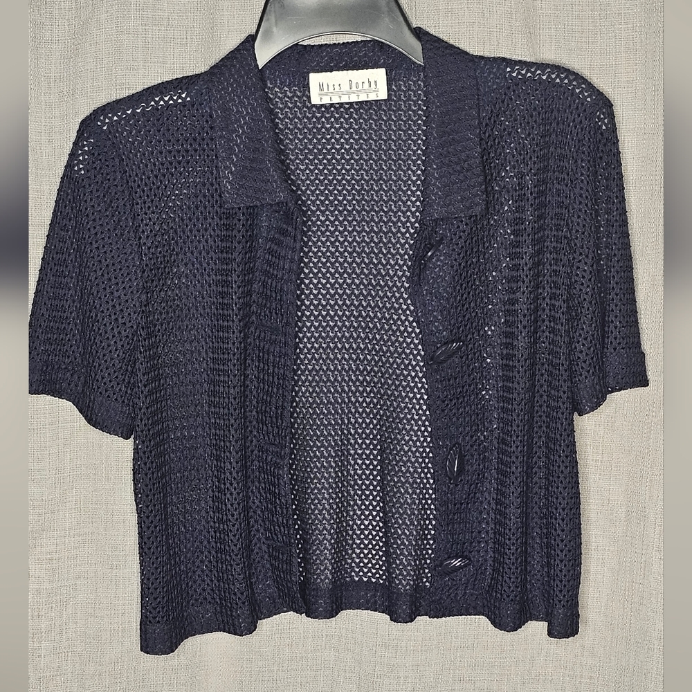 VINTAGE Navy blue, mesh crop top.